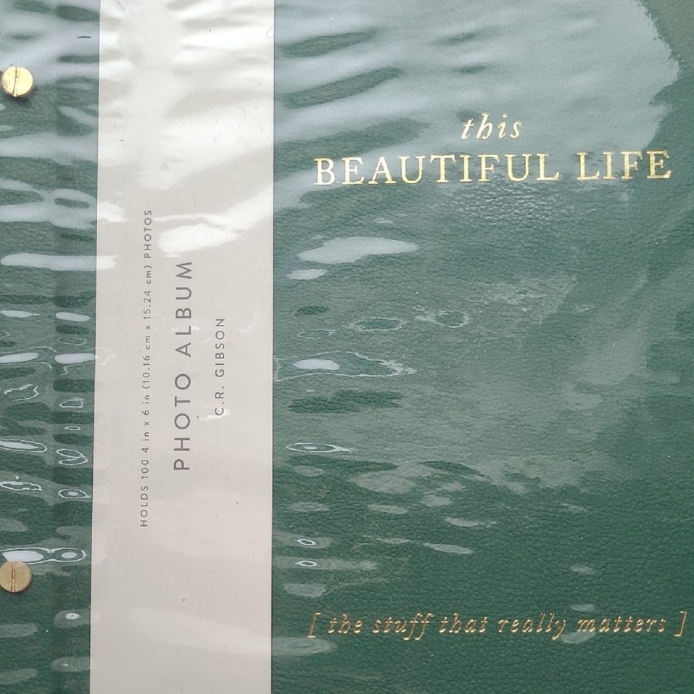 Green Photo Album with Gold Accents